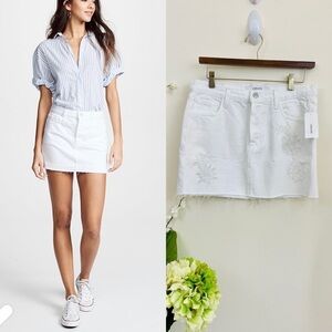 J Brand “Bonny” Embellished Denim White Mini Skirt